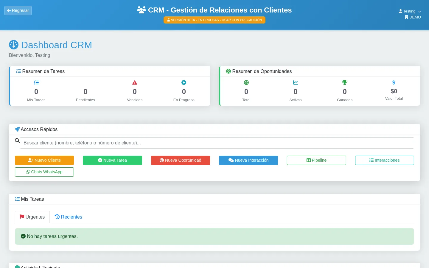 CRM — gestión de clientes y oportunidades